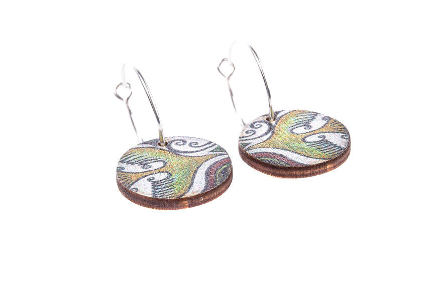 Ochre Flight Path ~ Wood & Sterling Silver ~ Earrings