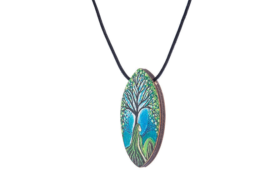 Green Earth Goddess ~ Cord & Sterling Silver Clasp ~ Pendant