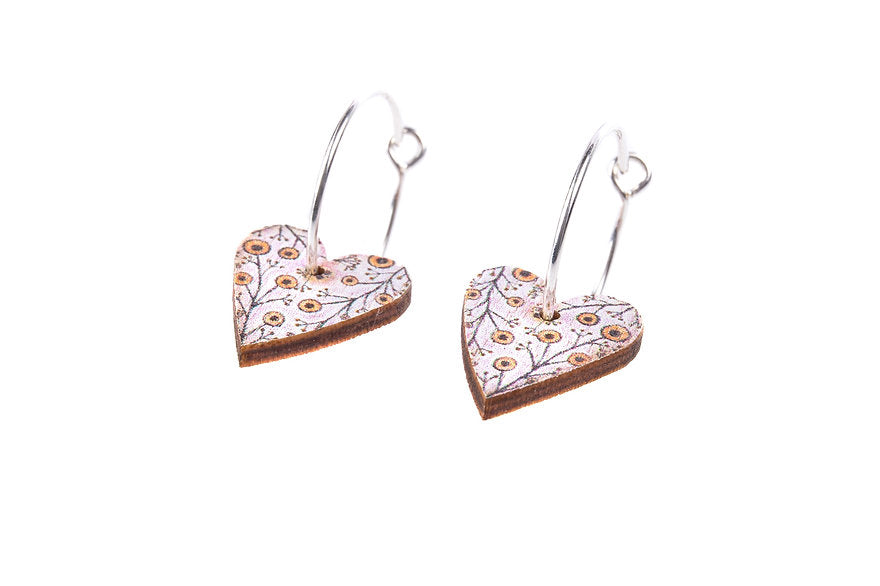 Heart Bloom ~ Wood & Sterling Silver ~ Earrings