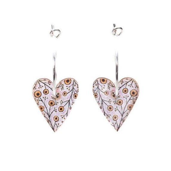 Heart Bloom ~ Wood & Sterling Silver ~ Earrings