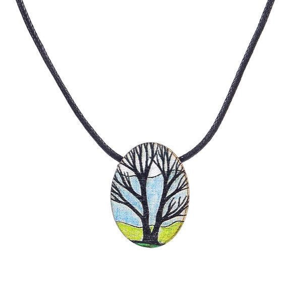 Field Tree ~ Cord & Sterling Silver Clasp ~ Pendant