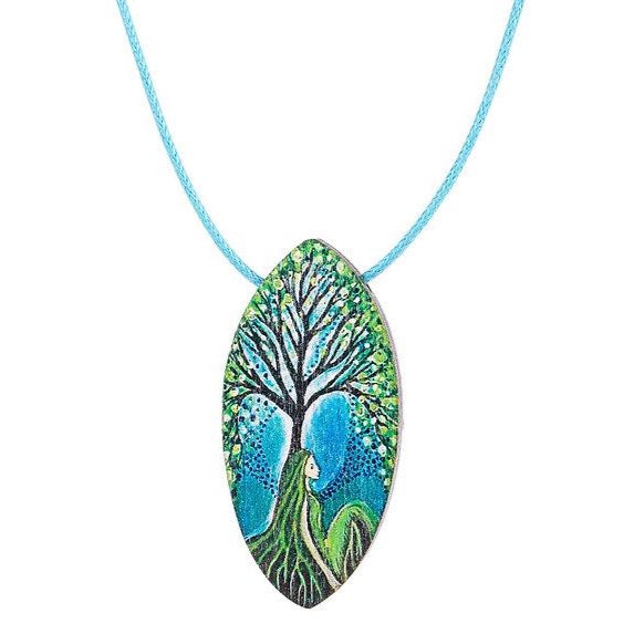 Green Earth Goddess ~ Cord & Sterling Silver Clasp ~ Pendant
