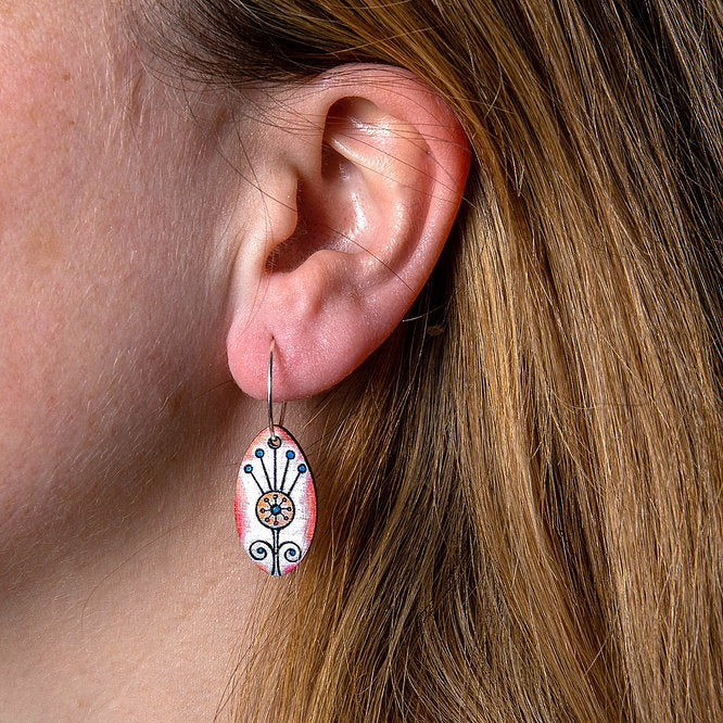 Rust Thistle ~ Wood & Sterling Silver ~ Earrings