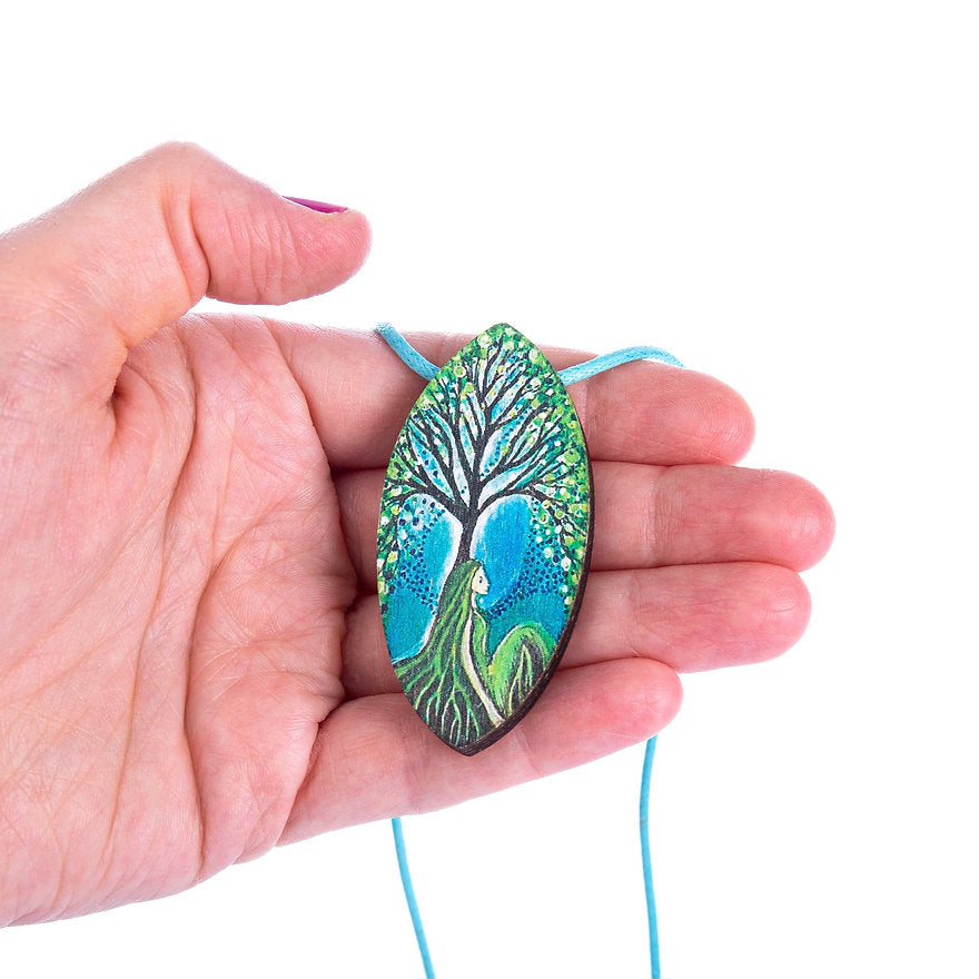 Green Earth Goddess ~ Cord & Sterling Silver Clasp ~ Pendant