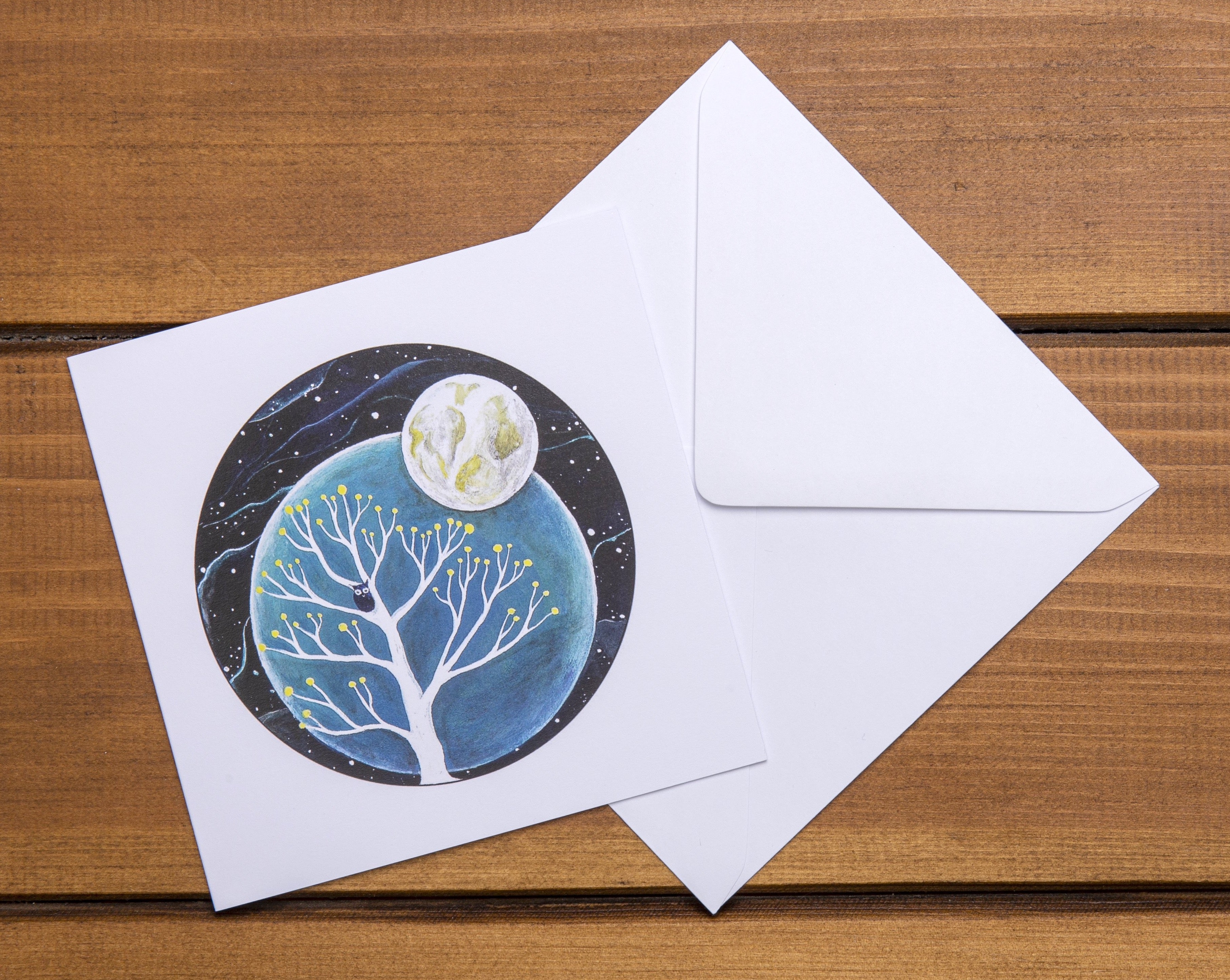 Night Owl ~ Square Greeting Card